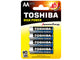 Piles - AA - LR6 - Alkaline - 1.5V - Lot de 4 piles - Toshiba - Batterie