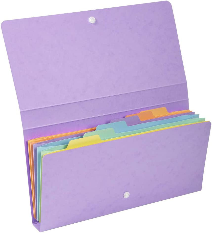 Pochette trieur - Petit trieur - 26x13 cm - 6 compartiments - Couleurs pastel