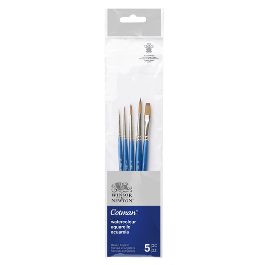 Pinceaux - Rond et plat - Aquarelle - Synthétique - 5 pièces - Winsor et Newton - Cotman