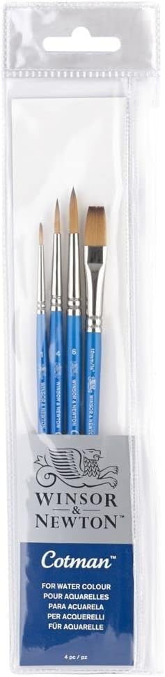 Pinceaux - Rond - Plat - Aquarelle - Synthétiques - 4 tailles - Winsor et Newton - Cotman