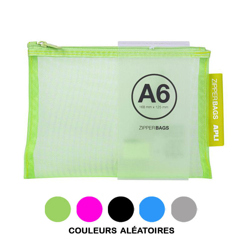 Pochette protège document en nylon A6 assortiment couleur Apli Zipper Bags