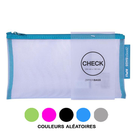 Pochette protège document en nylon chéquier assortiment couleur Apli Zipper Bags